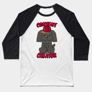 Cute black dog is a content creator Baseball T-Shirt